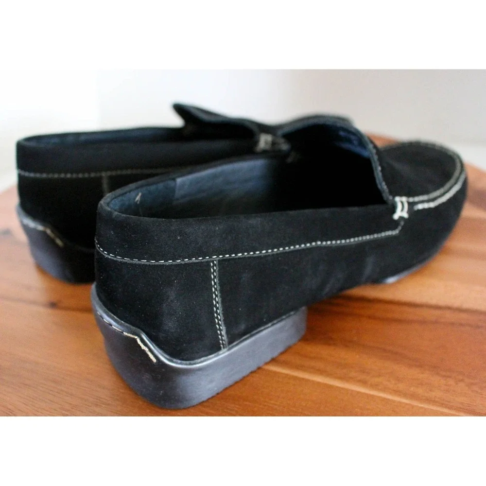 Gordon Rush Shoes Mens 9 Black Suede Slip On Loafers Moc Toe Drivers
